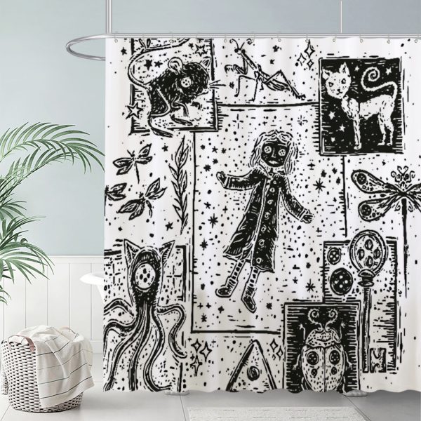 ZapMerch Mysterious Girl Shower Curtain, Button Princess Bathroom Decor, Fabric Durable Easy Care Washable, 72"X72"(Hooks Not Included)