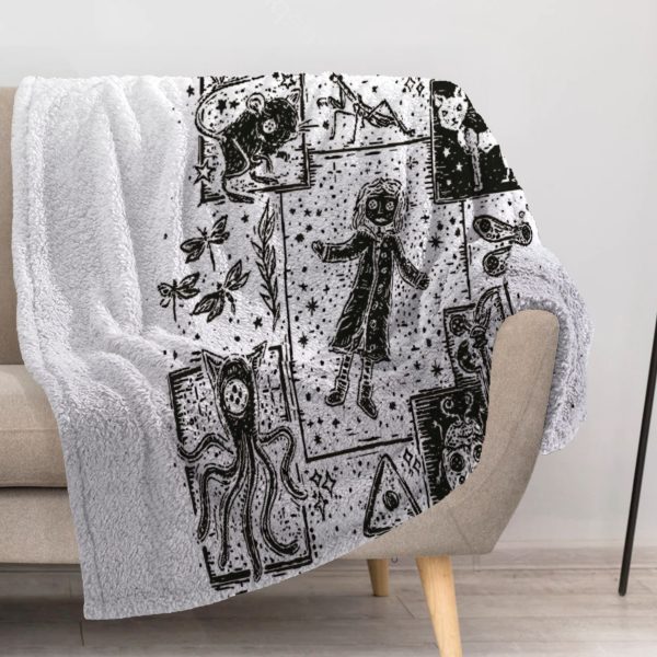 ZapMerch Mysterious Girl Blanket Button Princess Throw Blankets Couch Bed Living Room Decor Soft Durable Washable 57" X 50" SC00215-004