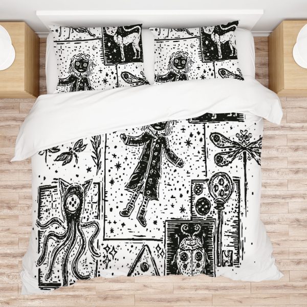 ZapMerch Mysterious Girl Comforter Set Button Princess Bed Bedding Sets Bedroom Decor SC00215-005