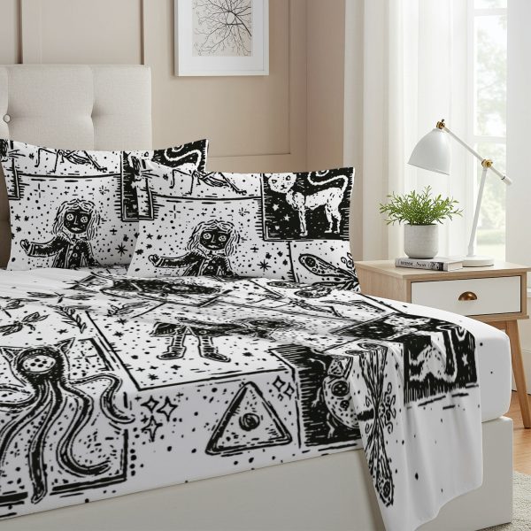 ZapMerch Twin Size Mysterious Girl Fitted Sheet Button Princess Bed Flat Sheets Bedding Set Deep Pockets Up To 16" Bedroom Decor With 1 Pillow Sham SC00215-009