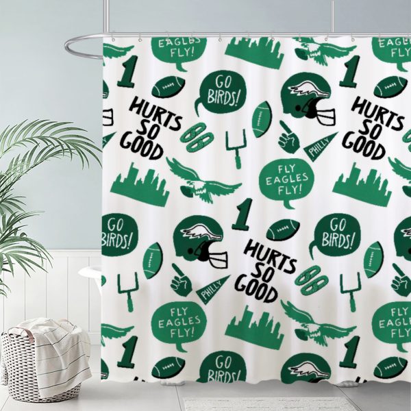 ZapMerch Eagle Legion Shower Curtain, Philadelphia Sports Bathroom Decor, Waterproof Fabric Durable Easy Care Washable, 72"X72"(Hooks Not Included)