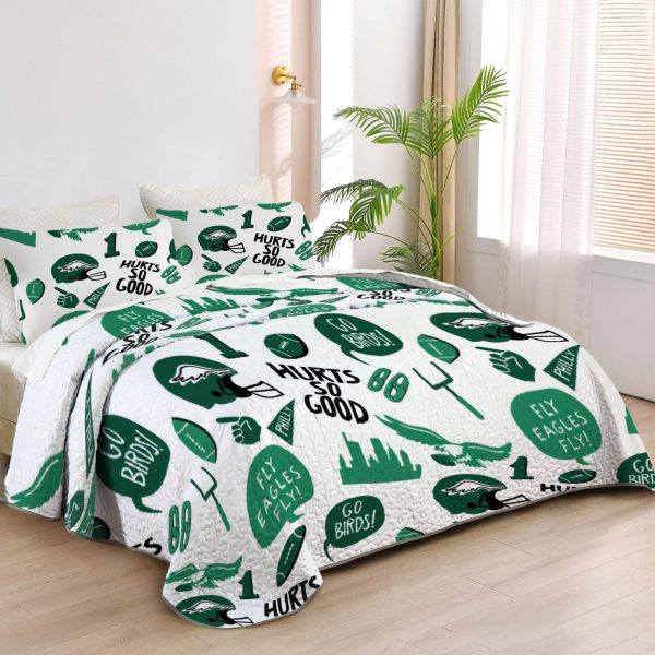 ZapMerch Eagle Legion Quilt Bedspreads Philadelphia Sports Bed Set Bedding Coverlet Fabric Washable SC00221-007