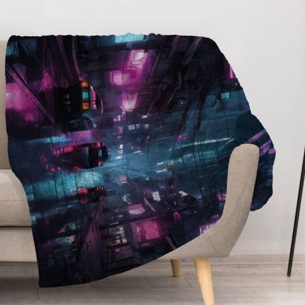 ZapMerch Night City Explorer Blanket Video Game Throw Blankets Couch Bed Living Room Decor Soft Durable Washable 57" X 50" SC00225-004
