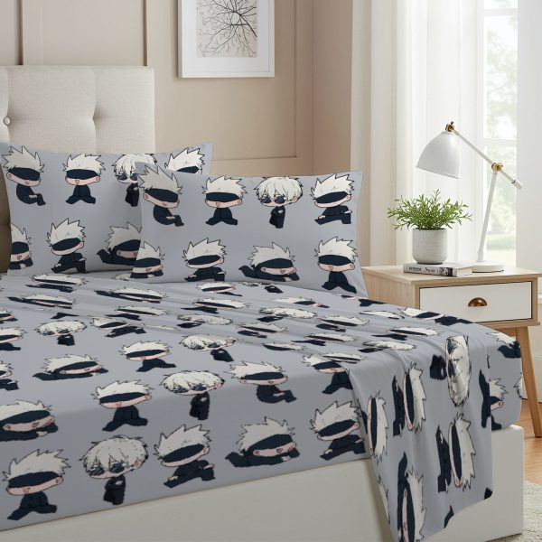 ZapMerch Twin Size Sorcerers Fitted Sheet Anime Bed Flat Sheets Bedding Set Deep Pockets Up To 16" Bedroom Decor With 1 Pillow Sham SC00230-009