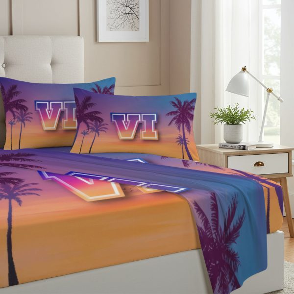 ZapMerch Twin Size Gangster Game Fitted Sheet Video Game Bed Flat Sheets Bedding Set Deep Pockets Up To 16" Bedroom Decor With 1 Pillow Sham SC00231-009