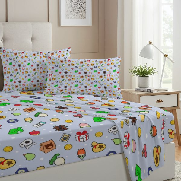 ZapMerch Twin Size Rural Life Game Fitted Sheet Video Game Bed Flat Sheets Bedding Set Deep Pockets Up To 16" Bedroom Decor With 1 Pillow Sham SC00236-009