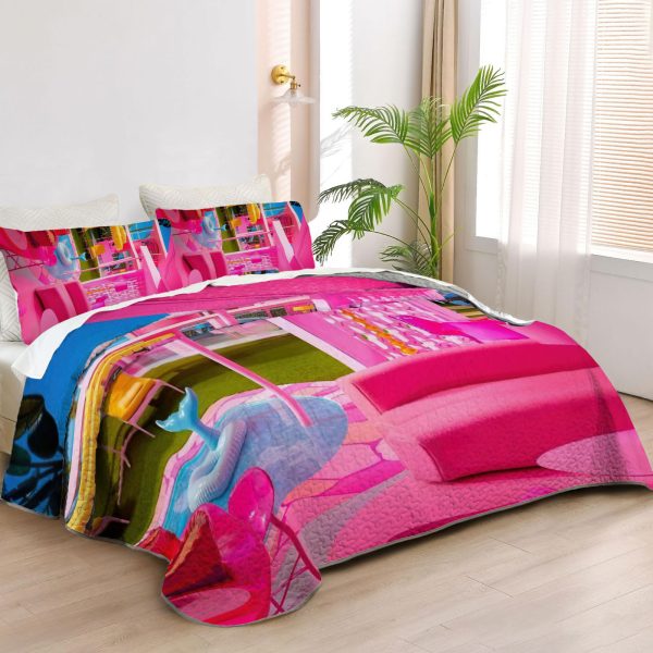ZapMerch Fashion Doll Quilt Bedspreads Pretty Girl Bed Set Bedding Coverlet Fabric Washable SC00248-007