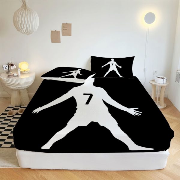 ZapMerch Football Legend Fitted Sheet Portuguese Superstar Bed Sheets Bedding Set Deep Pockets Up To 16" Bedroom Decor SC00254-006
