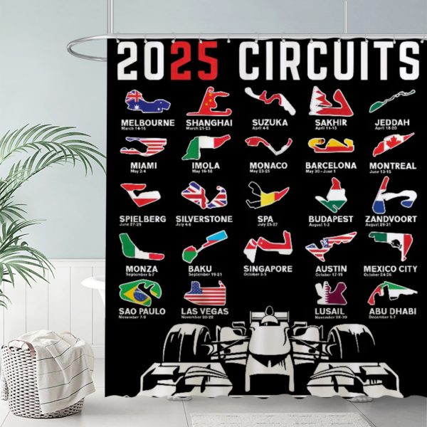 ZapMerch Track Kings Shower Curtain, Motorsport Series Bathroom Decor, Waterproof Fabric Durable Easy Care Washable, 72"X72"(Hooks Not Included)