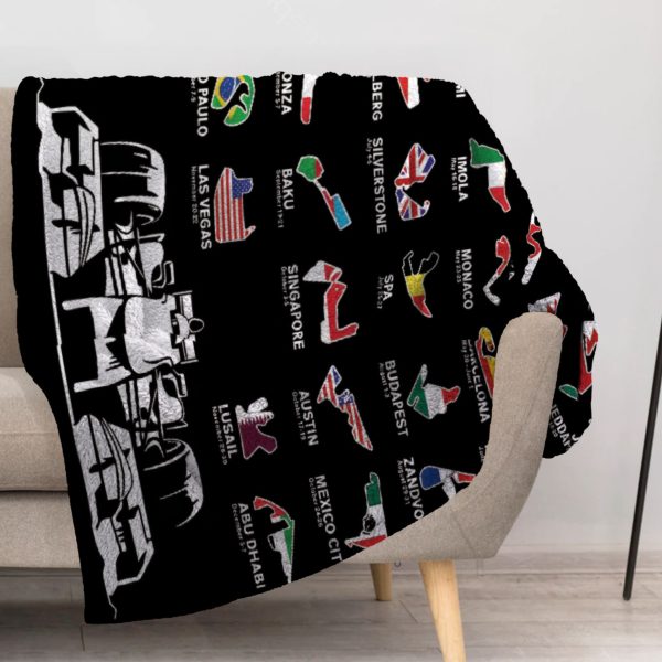 ZapMerch Track Kings Blanket Motorsport Series Throw Blankets Couch Bed Living Room Decor Soft Durable Washable 57" X 50" SC00265-004
