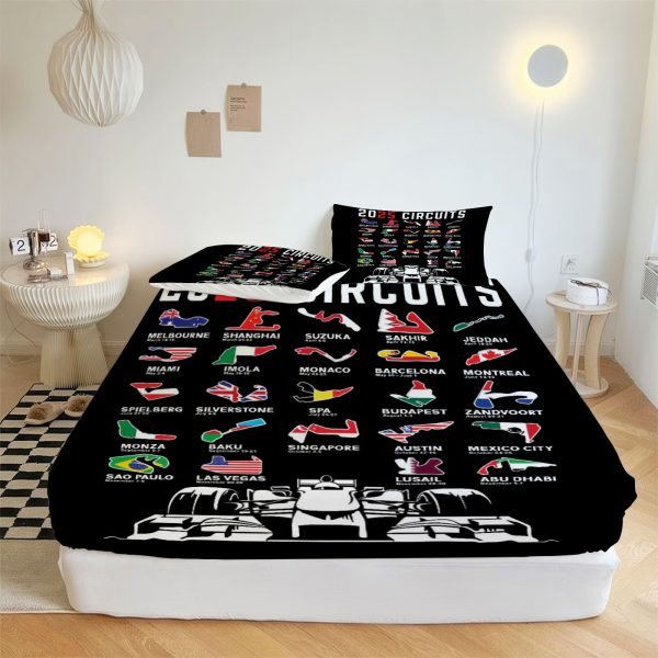 ZapMerch Track Kings Fitted Sheet Motorsport Series Bed Sheets Bedding Set Deep Pockets Up To 16" Bedroom Decor SC00265-006
