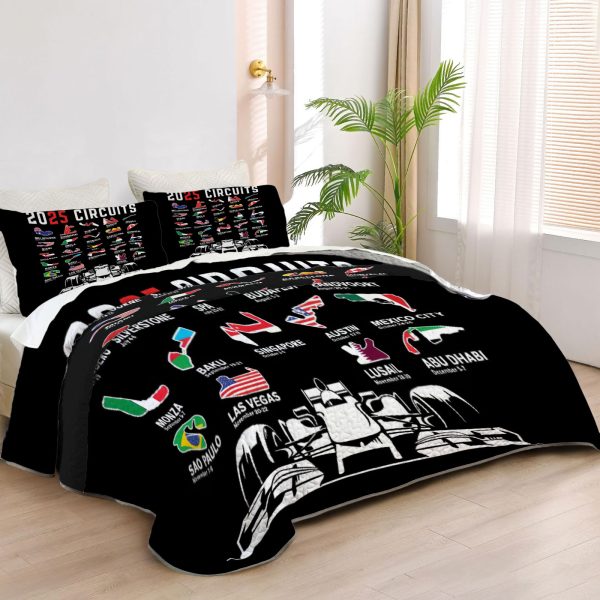 ZapMerch Track Kings Quilt Bedspreads Motorsport Series Bed Set Bedding Coverlet Fabric Washable SC00265-007