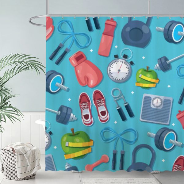 ZapMerch Workout Shower Curtain, Workout Bathroom Decor, Fabric Durable Easy Care Washable, 72"X72"(Hooks Not Included) SC00267-002