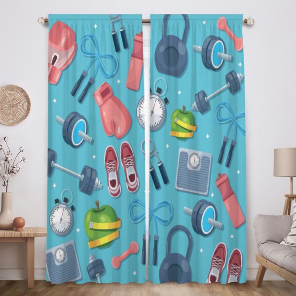 ZapMerch Workout Window Curtains Workout Drapes Bedroom Home Room Decor Durable Fabric Machine Washable 82" X 84" SC00267-013