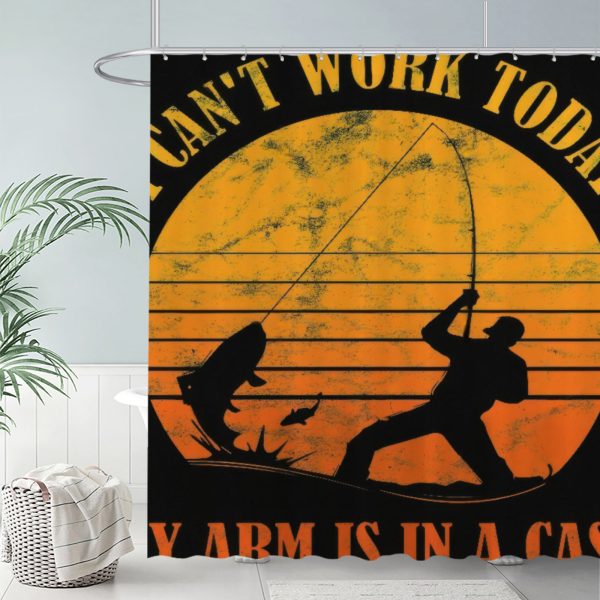 ZapMerch Fishing Shower Curtain, Fishing Bathroom Decor, Waterproof Fabric Durable Easy Care Washable, 72"X72"(Hooks Not Included)