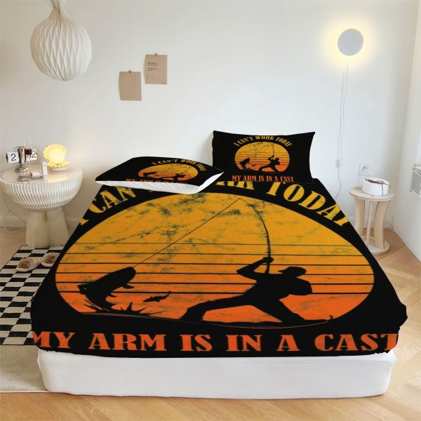 ZapMerch Fishing Fitted Sheet Fishing Bed Sheets Bedding Set Deep Pockets Up To 16" Bedroom Decor SC00269-006