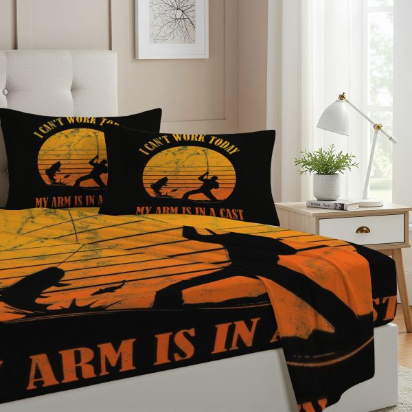 ZapMerch Twin Size Fishing Fitted Sheet Fishing Bed Flat Sheets Bedding Set Deep Pockets Up To 16" Bedroom Decor With 1 Pillow Sham SC00269-009