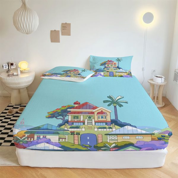 ZapMerch Happy Pup Fitted Sheet Blue Adventurer Bed Sheets Bedding Set Deep Pockets Up To 16" Bedroom Decor SC00270-006
