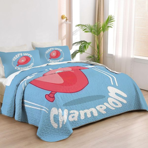 ZapMerch Happy Pup Quilt Bedspreads Blue Adventurer Bed Set Bedding Coverlet Fabric Washable SC00271-007
