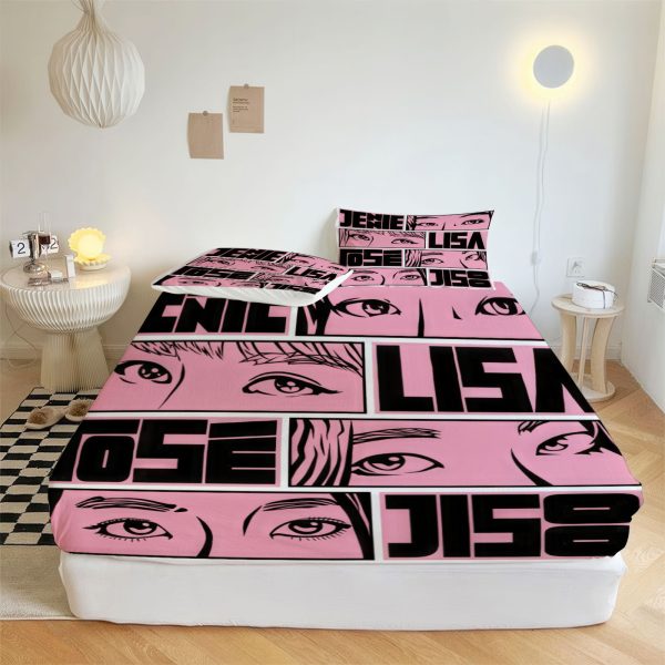 ZapMerch Charming Girl Group Fitted Sheet K-Pop Girl Group Bed Sheets Bedding Set Deep Pockets Up To 16" Bedroom Decor SC00274-006