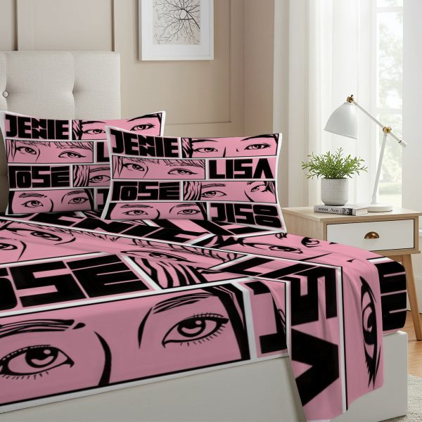 ZapMerch Twin Size Charming Girl Group Fitted Sheet K-Pop Girl Group Bed Flat Sheets Bedding Set Deep Pockets Up To 16" Bedroom Decor With 1 Pillow Sham SC00274-009