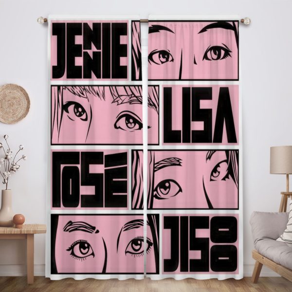 ZapMerch Charming Girl Group Window Curtains K-Pop Girl Group Drapes Bedroom Home Room Decor Durable Fabric Machine Washable 82" X 84" SC00274-013