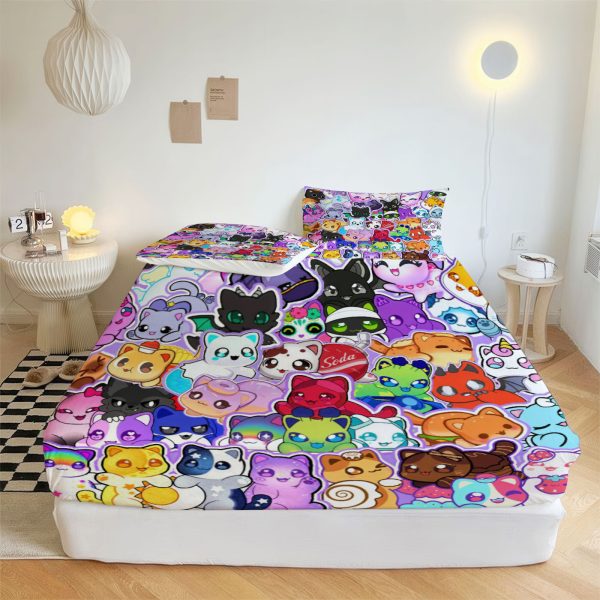 ZapMerch Pixel Princess Fitted Sheet Gamer Bed Sheets Bedding Set Deep Pockets Up To 16" Bedroom Decor SC00287-006