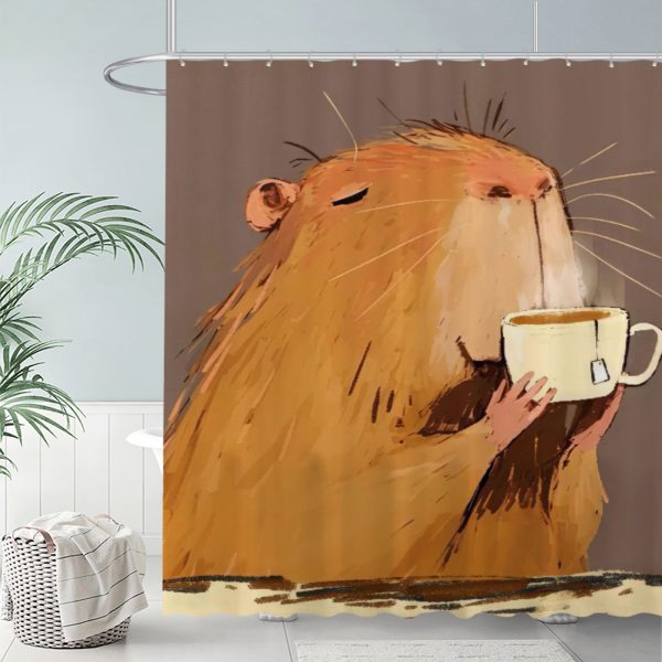 ZapMerch Capybara Shower Curtain, Capybara Bathroom Decor, Waterproof Fabric Durable Easy Care Washable, 72"X72"(Hooks Not Included) SC00290-002