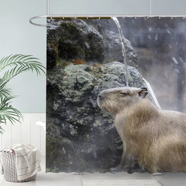 ZapMerch Capybara Shower Curtain, Capybara Bathroom Decor, Waterproof Fabric Durable Easy Care Washable, 72"X72"(Hooks Not Included)
