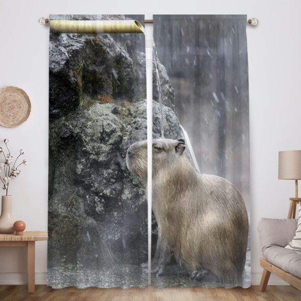 ZapMerch Capybara Window Curtains Capybara Drapes Bedroom Home Room Decor Durable Fabric Machine Washable 82" X 84" SC00292-013