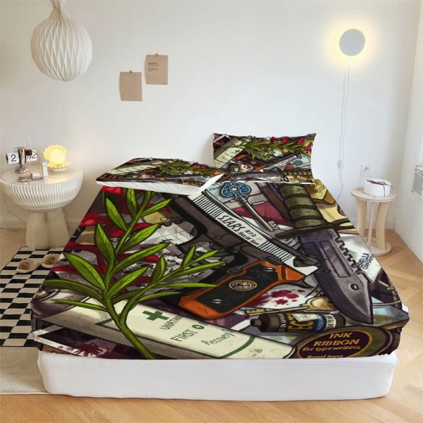 ZapMerch Zombies Fitted Sheet Survival Horror Bed Sheets Bedding Set Deep Pockets Up To 16" Bedroom Decor SC00295-006