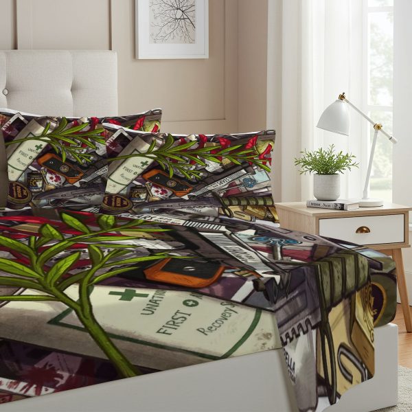 ZapMerch Twin Size Zombies Fitted Sheet Survival Horror Bed Flat Sheets Bedding Set Deep Pockets Up To 16" Bedroom Decor With 1 Pillow Sham SC00295-009