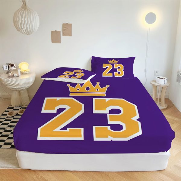 ZapMerch Purple Warriors Fitted Sheet Basketball Legends Bed Sheets Bedding Set Deep Pockets Up To 16" Bedroom Decor SC00296-006