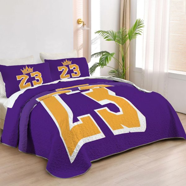 ZapMerch Purple Warriors Quilt Bedspreads Basketball Legends Bed Set Bedding Coverlet Fabric Washable SC00296-007