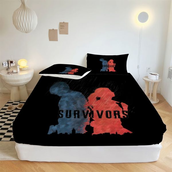 ZapMerch Zombies Fitted Sheet Survival Horror Bed Sheets Bedding Set Deep Pockets Up To 16" Bedroom Decor SC00297-006