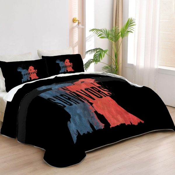 ZapMerch Zombies Quilt Bedspreads Survival Horror Bed Set Bedding Coverlet Fabric Washable SC00297-007
