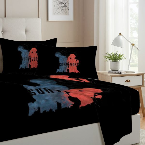 ZapMerch Twin Size Zombies Fitted Sheet Survival Horror Bed Flat Sheets Bedding Set Deep Pockets Up To 16" Bedroom Decor With 1 Pillow Sham SC00297-009