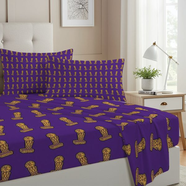 ZapMerch Twin Size Purple Warriors Fitted Sheet Basketball Legends Bed Flat Sheets Bedding Set Deep Pockets Up To 16" Bedroom Decor With 1 Pillow Sham SC00302-009