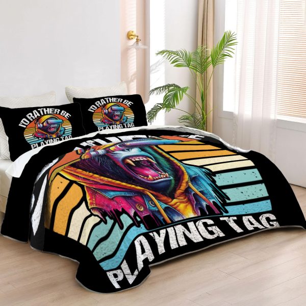 ZapMerch Vr Gorilla Game Quilt Bedspreads Chasing Gorillas Bed Set Bedding Coverlet Fabric Washable SC00305-007