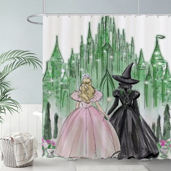 ZapMerch Witch Shower Curtain, Girls Friendship Bathroom Decor, Waterproof Fabric Durable Easy Care Washable, 72"X72"(Hooks Not Included)