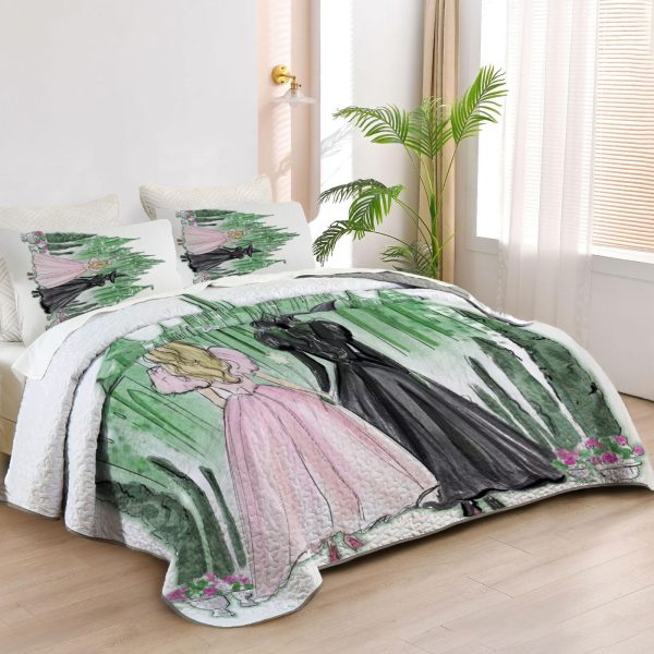 ZapMerch Witch Quilt Bedspreads Girls Friendship Bed Set Bedding Coverlet Fabric Washable SC00313-007