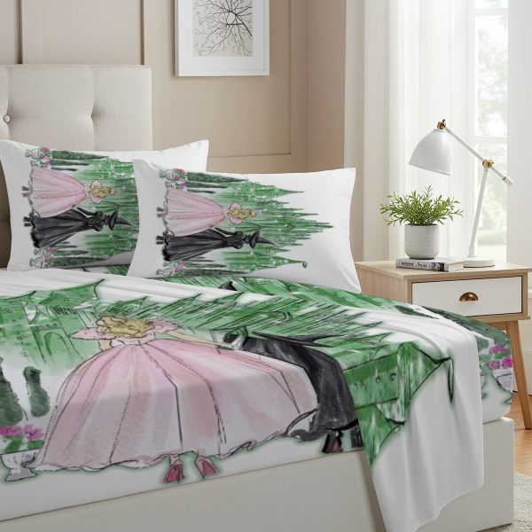 ZapMerch Twin Size Witch Fitted Sheet Girls Friendship Bed Flat Sheets Bedding Set Deep Pockets Up To 16" Bedroom Decor With 1 Pillow Sham SC00313-009