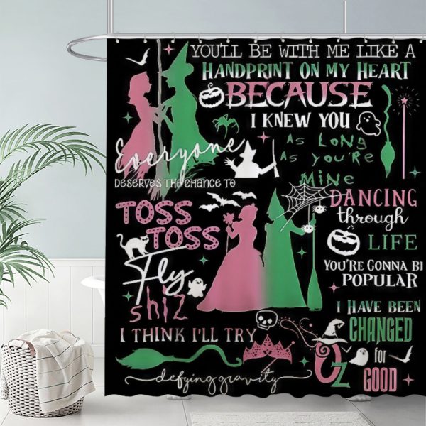 ZapMerch Witch Shower Curtain, Girls Friendship Bathroom Decor, Fabric Durable Easy Care Washable, 72"X72"(Hooks Not Included) SC00316-002