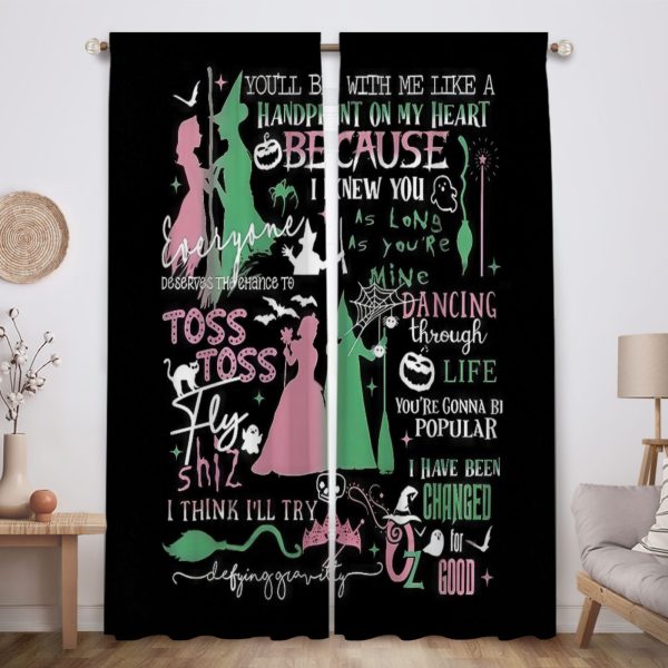 ZapMerch Witch Window Curtains Girls Friendship Drapes Bedroom Home Room Decor Durable Fabric Machine Washable 82" X 84" SC00316-013