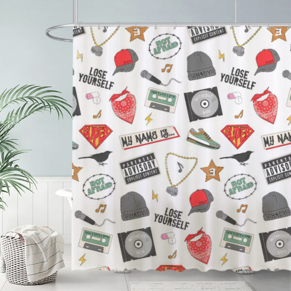 ZapMerch Rap God Shower Curtain, Artist Bathroom Decor, Waterproof Fabric Durable Easy Care Washable, 72"X72"(Hooks Not Included)