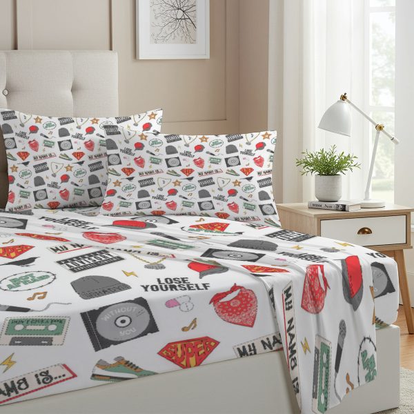 ZapMerch Twin Size Rap God Fitted Sheet Artist Bed Flat Sheets Bedding Set Deep Pockets Up To 16" Bedroom Decor With 1 Pillow Sham SC00329-009