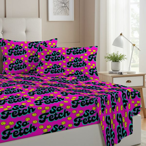 ZapMerch Twin Size High School Queen Bees Fitted Sheet Clique Drama Bed Flat Sheets Bedding Set Deep Pockets Up To 16" Bedroom Decor With 1 Pillow Sham SC00331-009