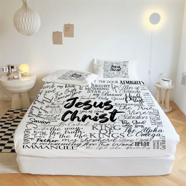 ZapMerch Bible Fitted Sheet Bible Bed Sheets Bedding Set Deep Pockets Up To 16" Bedroom Decor SC00332-006