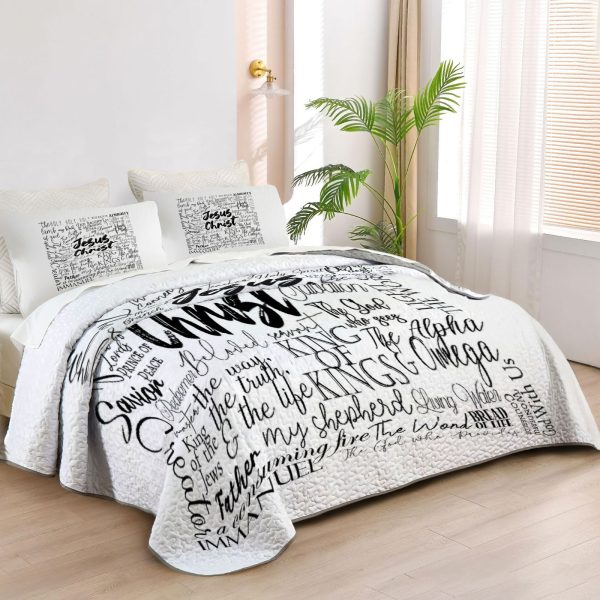 ZapMerch Bible Quilt Bedspreads Bible Bed Set Bedding Coverlet Fabric Washable SC00332-007
