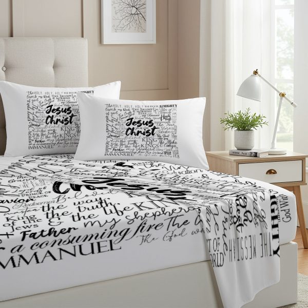 ZapMerch Twin Size Bible Fitted Sheet Bible Bed Flat Sheets Bedding Set Deep Pockets Up To 16" Bedroom Decor With 1 Pillow Sham SC00332-009